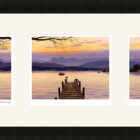 Lake District art framed print A Perfect Evening (Windermere) Triptych by local artist Jeff Sudders in a black frame.