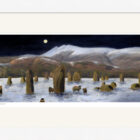 Lake District art framed print Castlerigg Stone Circle Moonlight by local artist Jeff Sudders in a white frame.