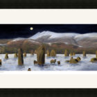 Lake District art framed print Castlerigg Stone Circle Moonlight by local artist Jeff Sudders in a black frame.