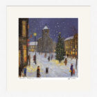 Lake District Art framed print Christmas Shopping in Keswick by Jeff Sudders in a white frame.