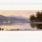 Lake District art framed print of Coniston by local artist Jeff Sudders. White frame.
