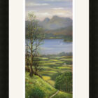 Lake District art framed print July Afternoon Windermere by local artist Jeff Sudders in a black frame.