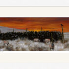 Lake District art framed print Just 4 Sheep and a Crow by local artist Jeff Sudders in a white frame.