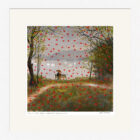 Lake District art framed print Love in the Lakes Waterhead Windermere by Jeff Sudders. A couple are showered with red hearts as they sit on a bench by the lake.