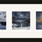 Lake District art framed print Moonlight Trio by local artist Jeff Sudders in a black frame.