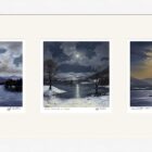 Lake District art framed print Moonlight Trio by local artist Jeff Sudders in a white frame.