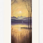 Lake District art framed print Morning Sun over the Langdale Pikes by local artist Jeff Sudders in a white frame.