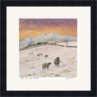 Lake District Art framed print Sheep Snow and Skiddaw by Jeff Sudders in a black frame.