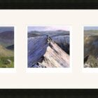 Lake District art framed print Striding Edge Trio by local artist Jeff Sudders in a black frame.