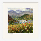 Lake District Art framed print Summer at Ullswater with wildflowers by Jeff Sudders in a white frame.