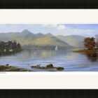 Lake District art framed print The Morning Sail by Catbells by local artist Jeff Sudders. Black frame.
