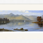 Lake District art framed print The Morning Sail by Catbells by local artist Jeff Sudders. White frame.