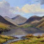 Lake District art print Wastwater by local artist Jeff Sudders. Great Gable, Yewbarrow and Lingmell at Wasdale Head are reflected in Wastwater.