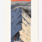 Lake District art framed print Winter on Striding Edge by local artist Jeff Sudders in a white frame.