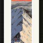 Lake District art framed print Winter on Striding Edge by local artist Jeff Sudders in a black frame.