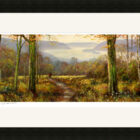 Lake District art framed print A Touch of Autumn Near Windermere by local artist Jeff Sudders in a black frame.