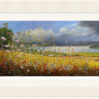 Lake District art framed print On a Summer Afternoon Overlooking Windermere by local artist Jeff Sudders in a white fluted frame.