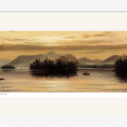 Lake District art framed print Perfect Evening at Derwentwater by local artist Jeff Sudders in a white frame.