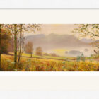 Lake District art framed print Song of Derwentwater by local artist Jeff Sudders in a white frame.