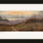 Lake District art framed print The Walk Home Derwentwater by local artist Jeff Sudders in a black frame.