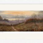 Lake District art framed print The Walk Home Derwentwater by local artist Jeff Sudders in a white frame.