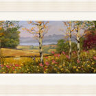 Lake District art framed print The Edge of a Wood near Windermere by local artist Jeff Sudders in an off white fluted frame.