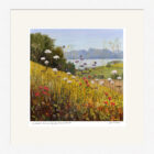 Lake District Art framed print A Glorious Summer Day by Derwentwater in a white frame.