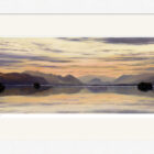 Lake District art framed print Evening Reflections Derwentwater by local artist Jeff Sudders in a white frame.