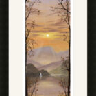 Lake District art framed print Golden Light Ullswater by local artist Jeff Sudders in a black frame.