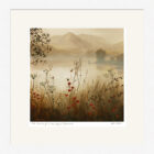 Lake District art framed print The Promise of a New Day at Grasmere by Jeff Sudders. Rydal Water and mountains in a lovely soft colour palette.
