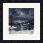 Lake District Art framed print Winter Moonlight at Rydal by Jeff Sudders in a black frame.