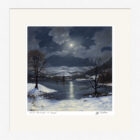 Lake District Art framed print Winter Moonlight at Rydal by Jeff Sudders in a white frame.