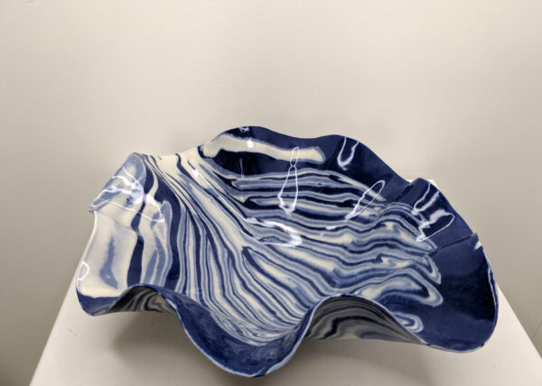 Blue Wave Porcelain Bowl by Kit Helmsley