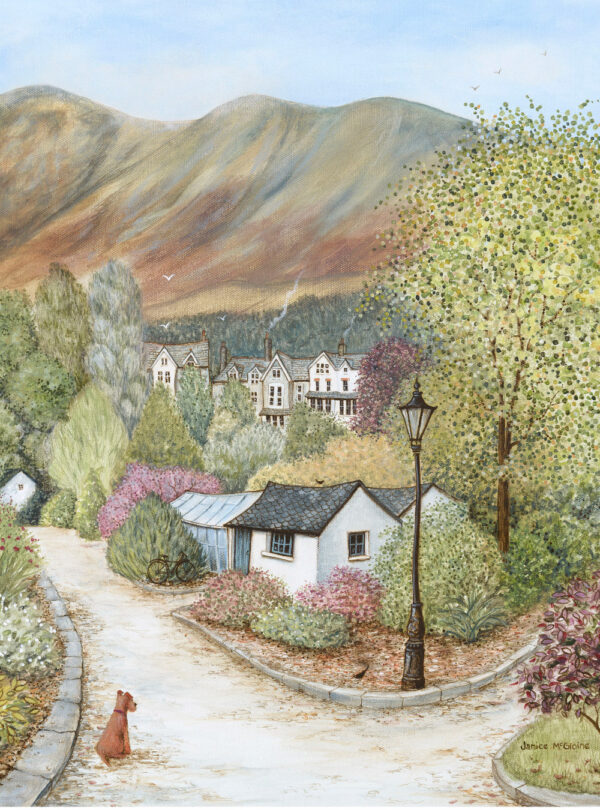 Print of Hope Park in Keswick by Janice McGloine, looking back towards town and the Skiddaw range beyond