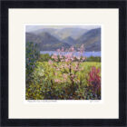 Lake District art framed print Magnolia Tree and Derwentwater by Jeff Sudders. A pink magnolia tree blossoms in front of Derwentwater and mountains.
