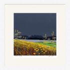 Lake District art framed print Autumn Fields by Jeff Sudders in a white frame.