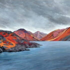 Art print by Lake District artist Libby Edmondson of Before the Storm 2018 featuring wastwater yewbarrow great gable and scafell on a moody day