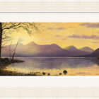 Lake District art framed print A Tranquil Moment at Derwentwater by local artist Jeff Sudders in an off white fluted frame.