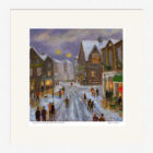 Lake District Art framed print by Jeff Sudders of last minute Christmas shopping in snowy Ambleside.