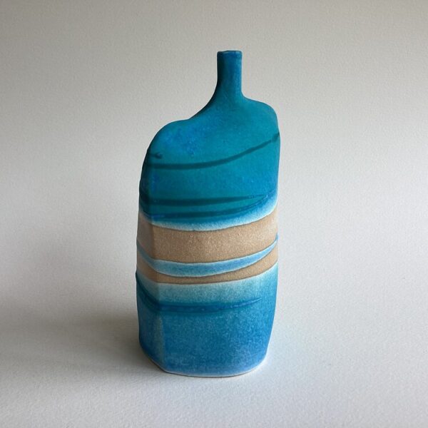 Handbuilt stoneware Bottle by Kirsti Hannah Brown evoking the seashore and ebbing tide.