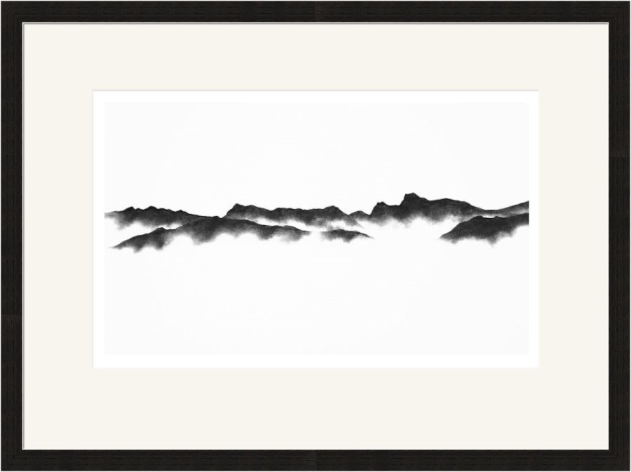 Langdales from Windermere art print by Lake District artist Daniel Cooper. From left to right you have Pike O'Blisco, Crinkle Crags, Scafell, Bowfell, Great Gable and the Langdale Pikes; Pike O'Stickle, Harrison Stickle and Pavey Ark.