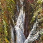 Lake District art print Aira Force by local artist Jeff Sudders. A view of the beautiful waterfall near Ullswater.