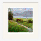 Lake District art framed print by local artist Jeff Sudders. A couple and their dog sit by Derwentwater as love hearts rain from the sky.