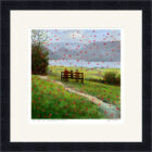 Lake District art framed print by local artist Jeff Sudders. A couple and their dog enjoy the view of Derwentwater whilst love hears rain from the sky. Black frame.