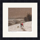 Lake District art framed print Winter Walk by Windermere by Jeff Sudders in a black frame.