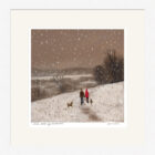 Lake District art framed print Winter Walk by Windermere by Jeff Sudders in a white frame.