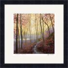 Lake District art framed print by Jeff Sudders of a couple walking through an autumn wood.