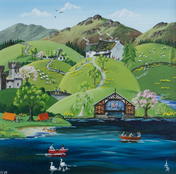 Freewheeling from the Drunken Duck original acrylic painting by Anne Blundell. A beautiful Lake District inspired scene