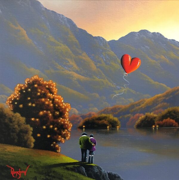 Boutique limited edition print by David Renshaw based on the Lake District Northern Romance. Featuring Ted and Doris, each edition has the heart hand-embellished.