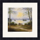 Lake District Art by Jeff Sudders. Framed print of a couple viewing the sunset over Derwentwater.